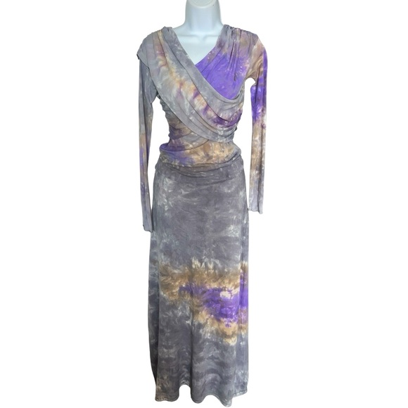 ZARA Set Tie Dye Knit Midi Skirt Size L And Top Size M - Picture 4 of 9